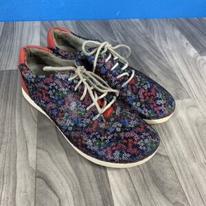 Alegria ESG-225 Women's Size 9.5 Floral Multi-Color Leather Lace Up Shoes EU 40